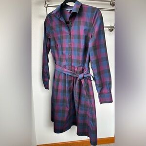 Brooks Brothers Women’s Purple Black Blue Plaid Shirtdress Sz 2